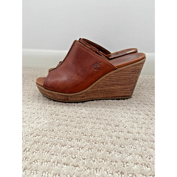 Timberland Heels Women's Danforth Mule Wedge Buckthorne Brown Size 8.5 - Picture 5 of 8